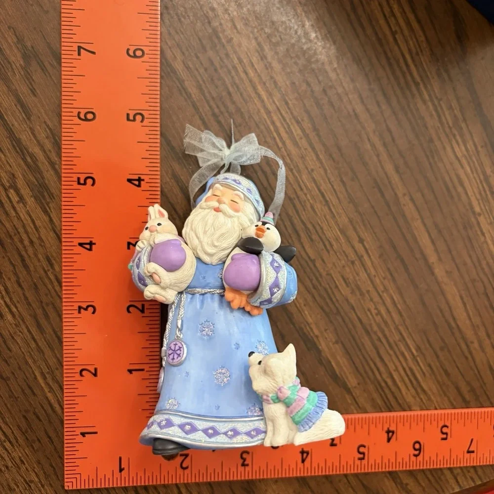2002 Hallmark Blue Santa Christmas Ornament Bunny Penguin Polar Bear